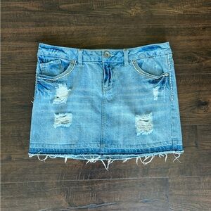 Mudd Light Blue Distressed Mini Skirt